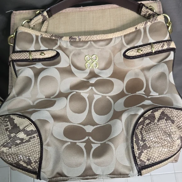 Coach Signature C's with Snakeskin Trim Shoulder Bag - Picture 12 of 15
